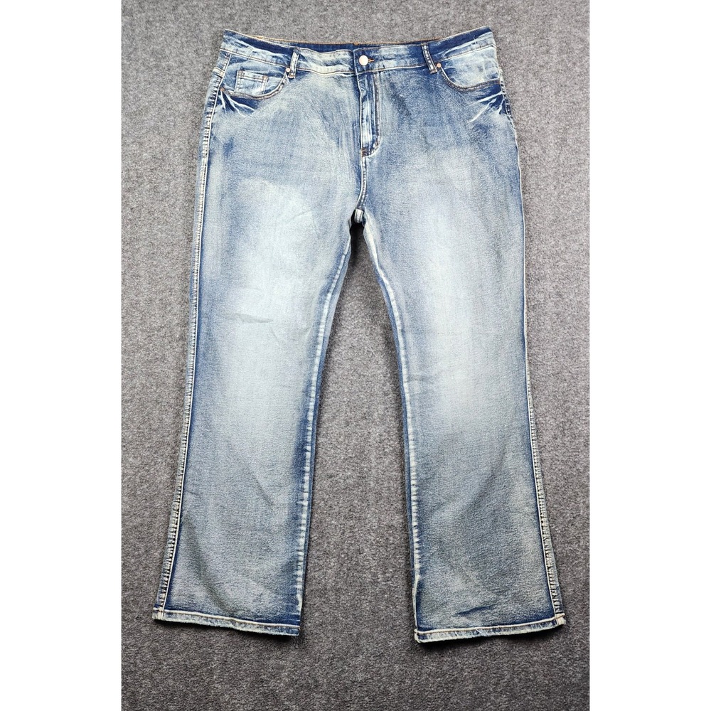 Unbranded Jeans Women 4XL Blue Light Wash Y2K Stretch Shadow Pocket Straight Leg